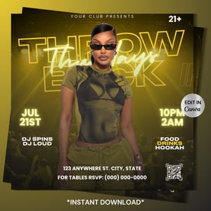 Volante del Jueves de Recuerdos: Noche de R&B, plantilla de Canva (descarga digital)