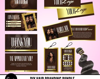 DIY Hair Branding Bundle, Hair Extension Tags (Canva Template)