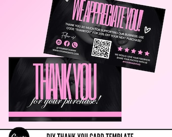 Editable Business Thank You Card Template (Digital Download)