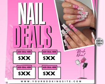 Nail Deals Flyer, Nail Booking flyer, Nail Business flyer, Nail Sale Flyer Template, Nail Specials, Social Media Flyer