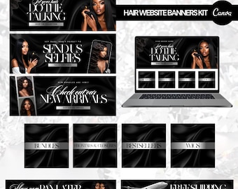DIY Website Banner templates, Shopify Wix Web Banners, Hair Website Banner Template, Beauty Hair Wig Website Template Design, Web banners