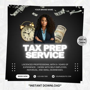 DIY Tax Service Flyer, Tax Prep Flyer Template, Tax Prep Service, Tax Preparation Flyer, Tax Professional, Editable Tax Season flyer