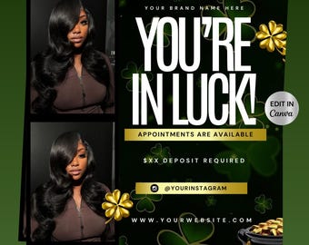 March St. Patrick's Day Hair & Lash Booking Flyer Template (Digital Download)