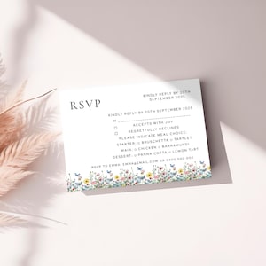 Karta RSVP Floral Garden, wkładka RSVP, szablon RSVP na baby shower, neutralny pod względem płci baby shower, pobieranie cyfrowe, edytowalny Canva, cyfrowy RSVP