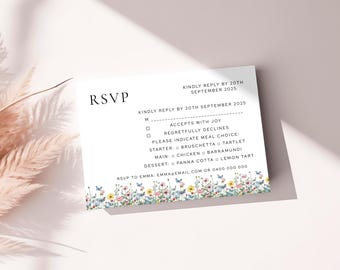 Floral Garden RSVP Card, RSVP Insert,  Baby Shower RsvpTemplate,Gender Neutral Baby Shower, Digital Download, Canva Editable, Digital RSVP