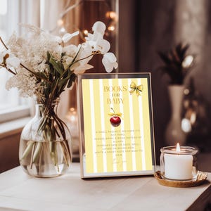 Gele kers op de taart boeken voor babykaart, boekverzoek invoegen, genderneutraal, DIY babyshower, digitale download, canva bewerkbare sjabloon