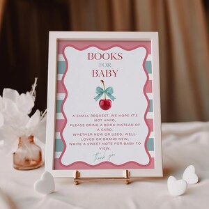 Golvende rand kers op de taart boeken voor babykaart, boekverzoek invoegen, boeken voor baby, DIY babyshower, digitale download, canva bewerkbaar