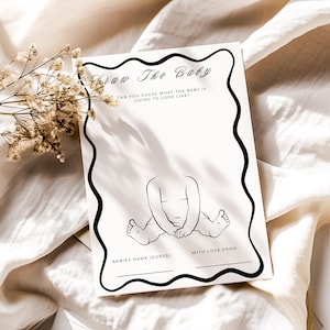 Draw The Baby Game: Minimalist Baby Shower Party (Canva Editable Template)