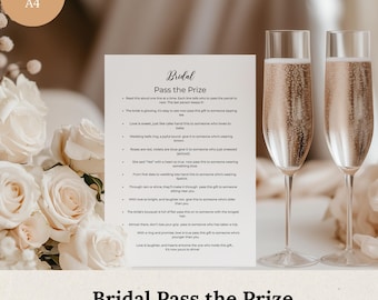 Minimalist Pass the Prize Game Template, Fun Bidal Shower Activities, Pass the Gift Game, Pass the Gift Poem, Bridal Shower Pass the Prize