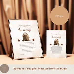 Gender Neutral A Message From The Bump Baby Sign, Hedgehog Baby Shower, Message From Baby Template,  DIY Baby Shower, Printable Template