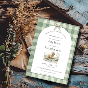 Baby Duck Baby Shower Invitation Template, Boy Baby Shower, Canva Editable Template, Baby Shower Invitation,  Mallard Duck Baby Invitation