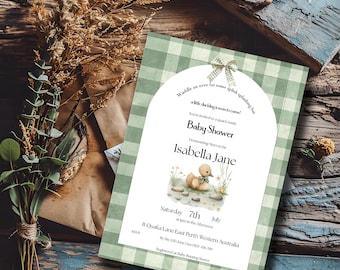 Baby Duck Baby Shower Invitation Template, Boy Baby Shower, Canva Editable Template, Baby Shower Invitation,  Mallard Duck Baby Invitation