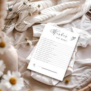 Wishes For Baby Template, Wishes For Baby Printable, Baby Shower Game Minimalist, DIY Baby Shower,Editable Template. Printable Game