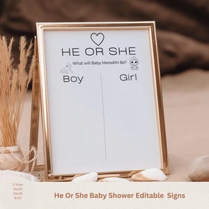 He or She What Will Baby Be Sign, Gender Guess Board, Minimalist Baby Sign,Gender Baby Shower, Instant Download, Printable Baby Shower Sign,