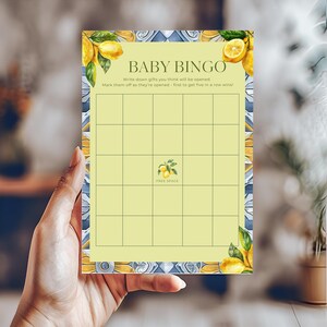 Lemon Baby Shower Bingo Game: Citrus Theme (Canva Editable Template)