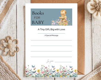 Wildflower Book Gift Message, This Book Belongs To, Book Request Insert, Books For Baby, DIY Baby Shower, Digital Download, Canva Editable