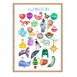 Póster para educar a los niños, alfabeto, abc, a-z, números, contar, estaciones, formas, clima, educación en el hogar, maestro, guardería, decoración, aprendizaje, regalo de cumpleaños, padres
