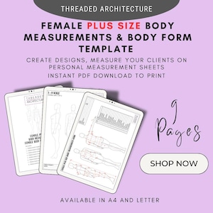 Female PLUS SIZE body measurements and Body Form templates