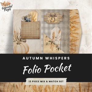 Fall Junk Journal Folio Printables, 12 Piece Mix & Match Pocket, Cozy Autumn Paper Craft Ephemera, Pumpkins, Collage Sheet 11 x 8.5, JJ019