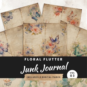 Butterfly Wildflower Junk Journal Paper: Vintage Spring Pages (Digital Download)