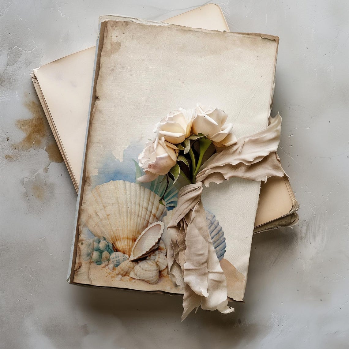 Junk Shells Beach Shell Junk Journal Pages: Summer Scrapbooking Paper (digital ...