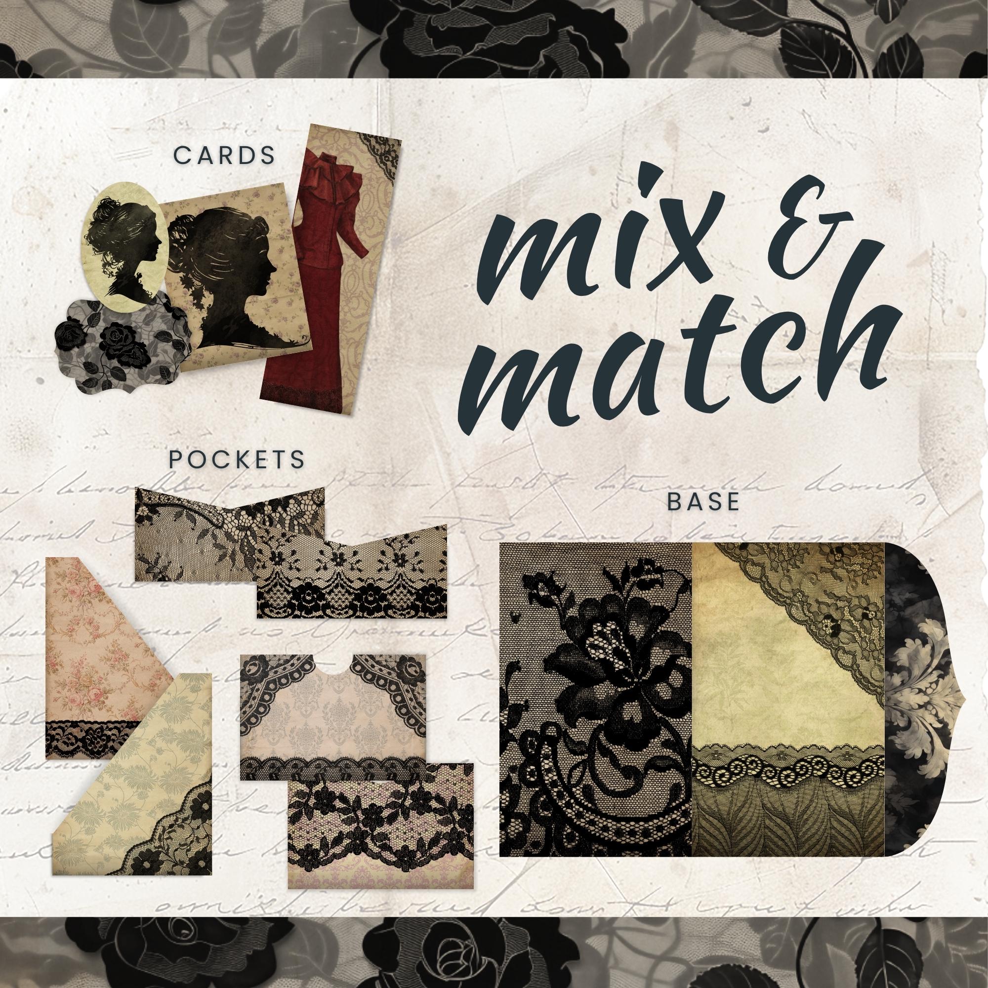Black Lace Junk Journal Folio: Printable Ephemera Pockets (digital ...