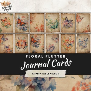 Wildflowers and Butterflies Ephemera Cards: Junk Journal Printable (Digital Download)