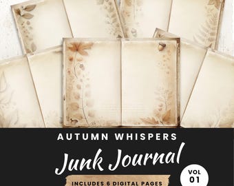Cozy Autumn Junk Journal Pages: Printable Scrapbook Paper (Digital Download)
