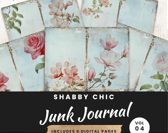 Journal Junk Journal Seiten: Shabby Chic Collage Sheets (Digitaler Download)