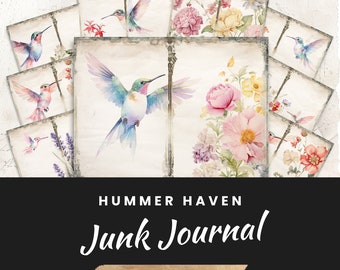 Hummingbird Junk Journal Pages: Vintage Bird Diary (Digital Download)
