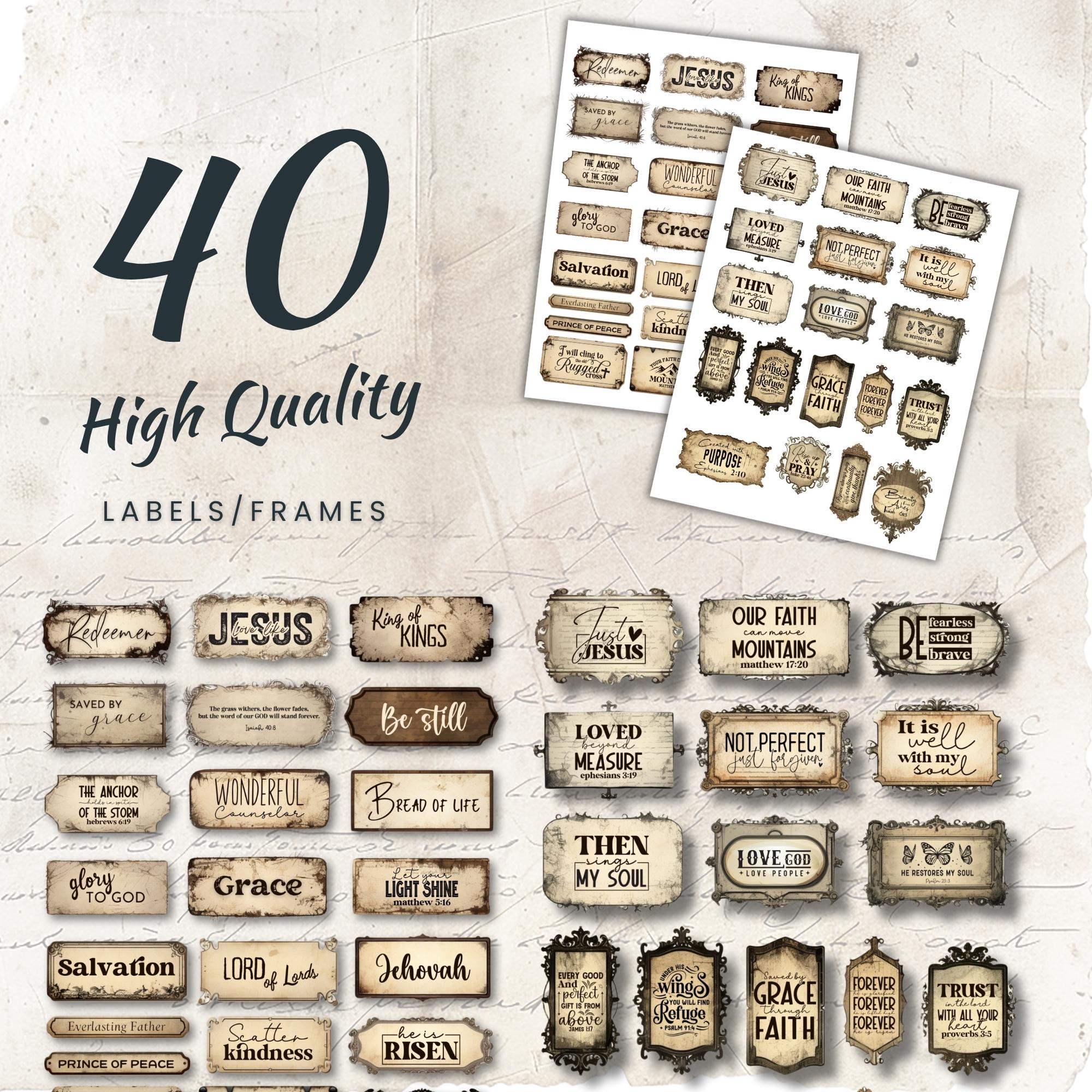 Christian Junk Journal Ephemera: Faith Labels (40 Printable) - Etsy