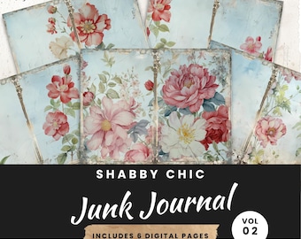 Floral Junk Journal Seiten: Shabby Chic Pastell druckbare Seiten (digitaler Download)