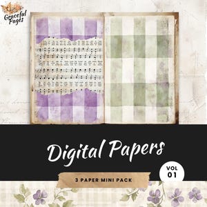 Vintage Hymn Pages: Junk Journal Kit, Printable Scrapbook Paper (Digital Download)
