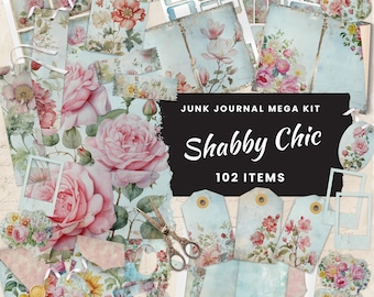 Floral Junk Journal Kit: Shabby Chic Ephemera (Digital Download)