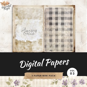 Vintage Hymn Junk Journal Kit: Printable Scrapbook Paper (Digital Download)