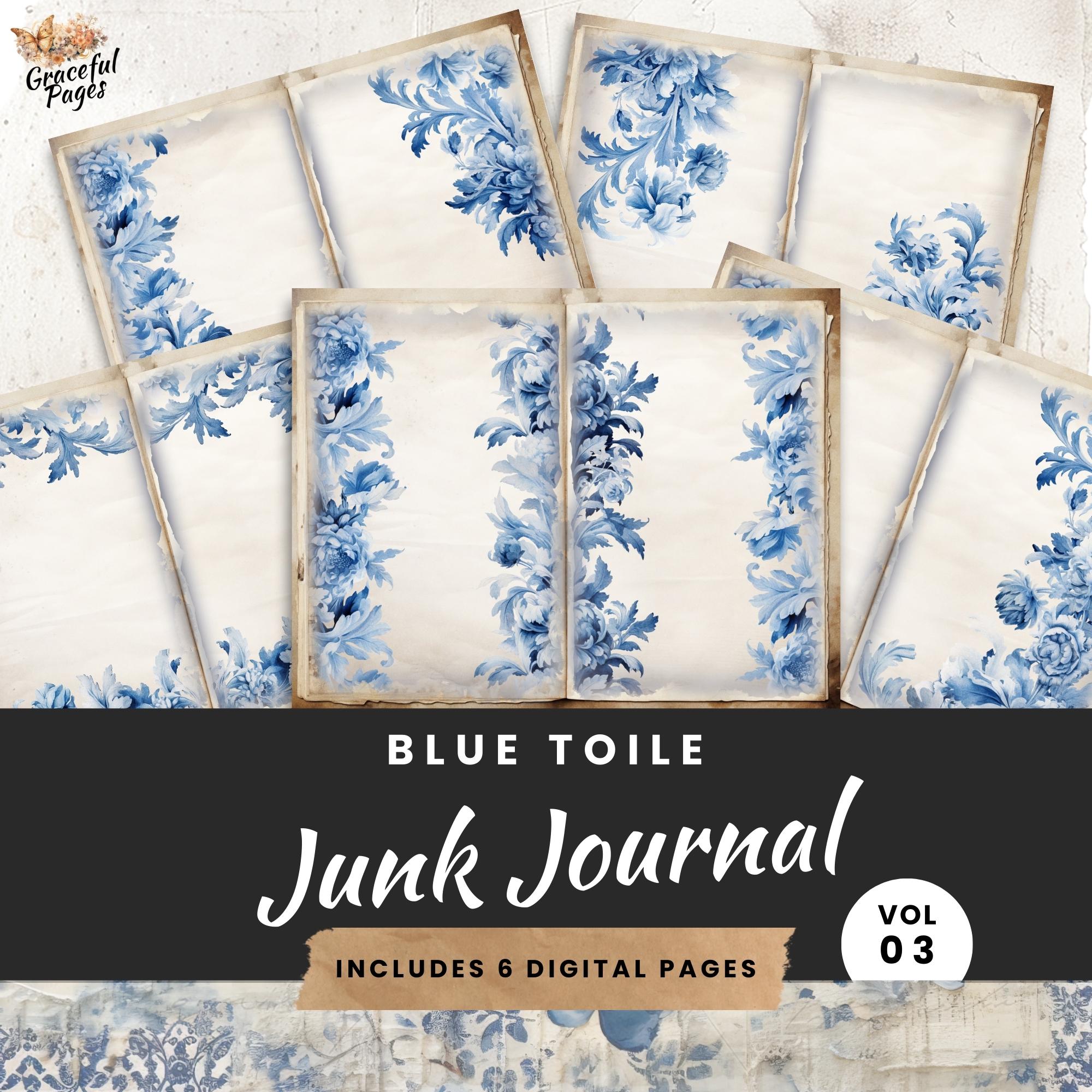 junkjournal【vintage Blue】 Junk Journal Kit Vintage Blue: Vintage Ephemera for Junk