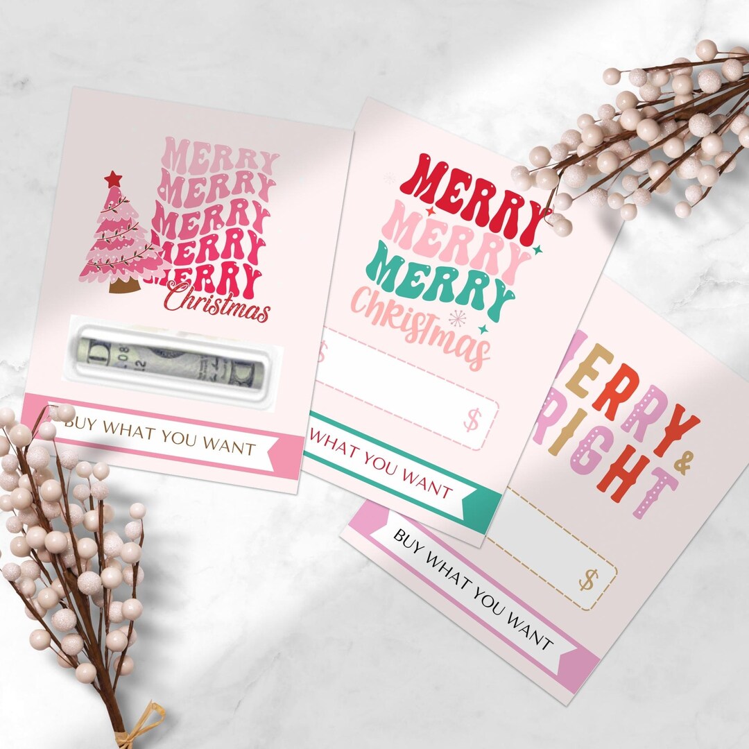 Christmas Money Cards Printable Print and Cut PNG &amp; PDF - Etsy