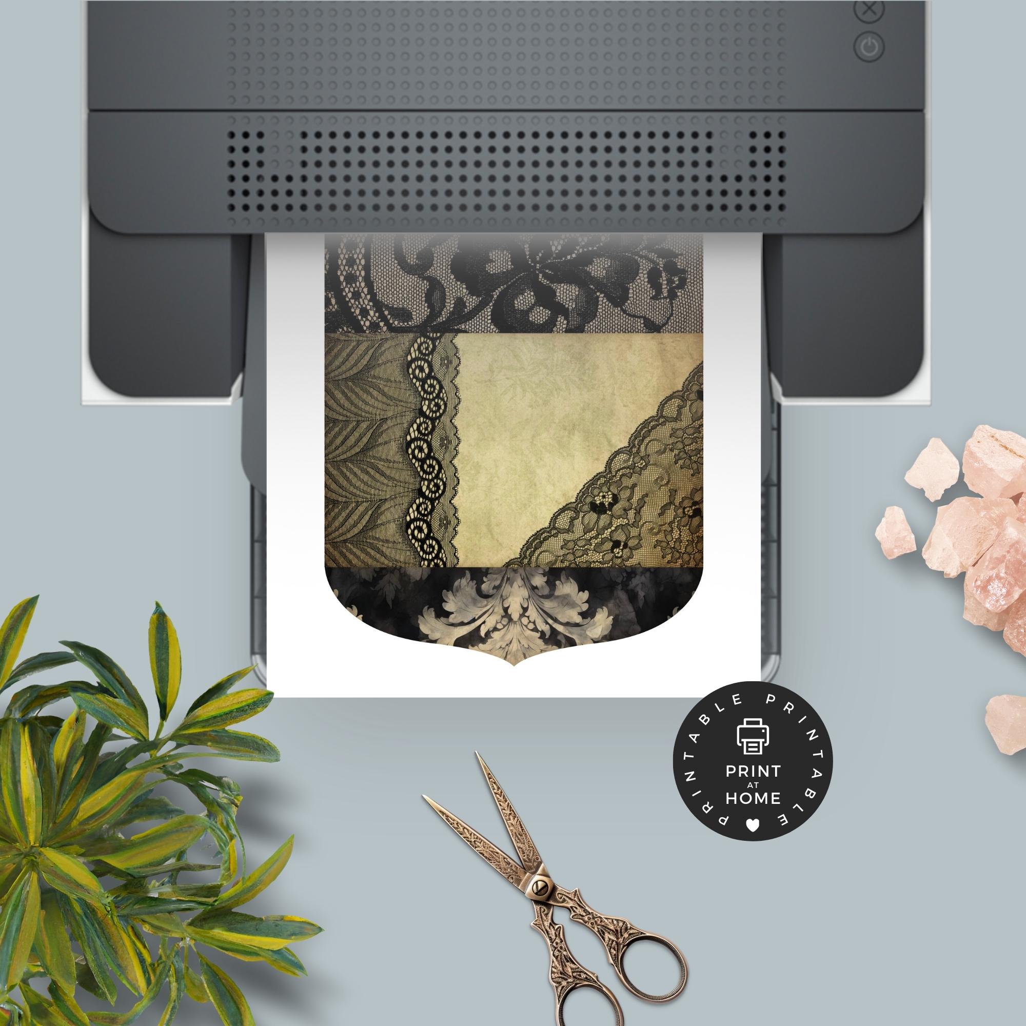 Black Lace Junk Journal Folio: Printable Ephemera Pockets (digital ...