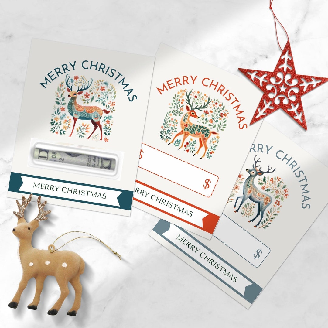 Christmas Money Cards Printable Set of 12 Print and Cut PNG - Etsy