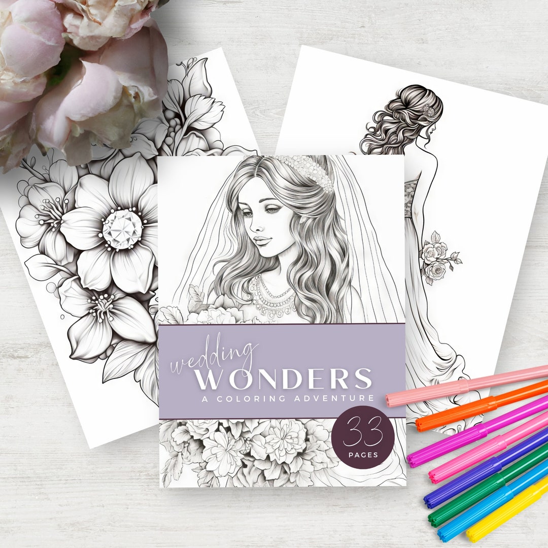Wedding Coloring Pages Printable Kids and Adults Activity - Etsy