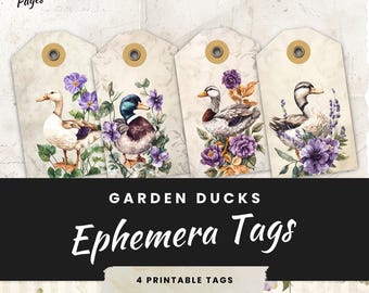 Vintage Duck Ephemera Tags: Rustic Printable Craft Supplies (Digital Download)