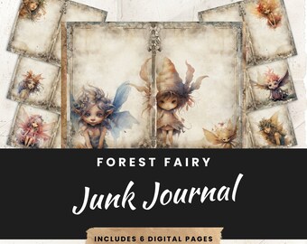 Forest Fairy Junk Journal Pages: Printable Scrapbook Paper (Digital Download)