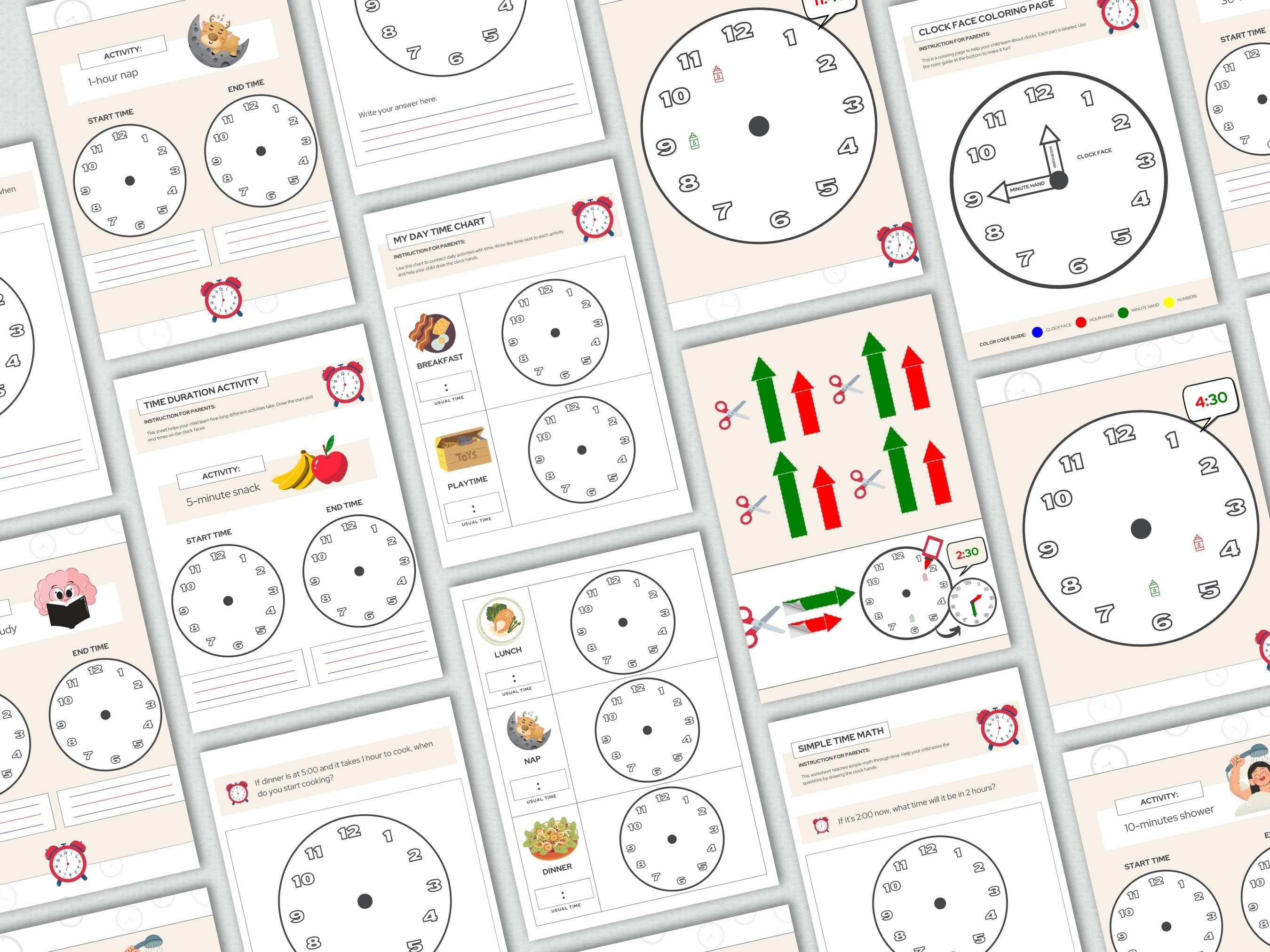 Learning Clock Printable Learn to Tell Time Homeschool - Etsy
