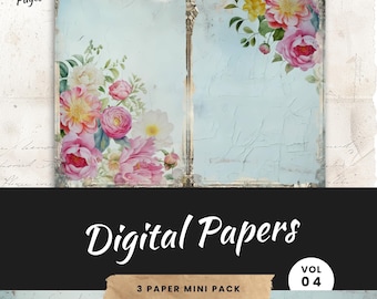 Floral Junk Journal Seiten: Shabby Chic Pastell druckbare Seiten (digitaler Download)