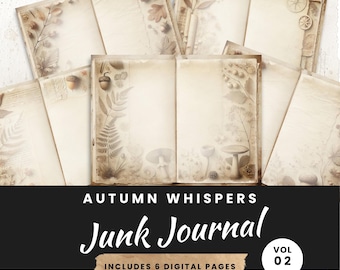 Autumn Junk Journal Pages: Printable Scrapbook Paper (Digital Download)