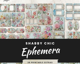 Floral Junk Journal Ephemera Kit: Shabby Chic Collage (Digital Download)