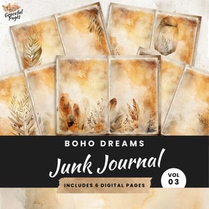 Boho Junk Journal Kit: Neutral Vintage Scrapbook Pages (Digital Download)