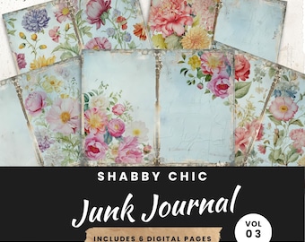 Floral Junk Journal Seiten: Shabby Chic Pastell druckbare Seiten (digitaler Download)