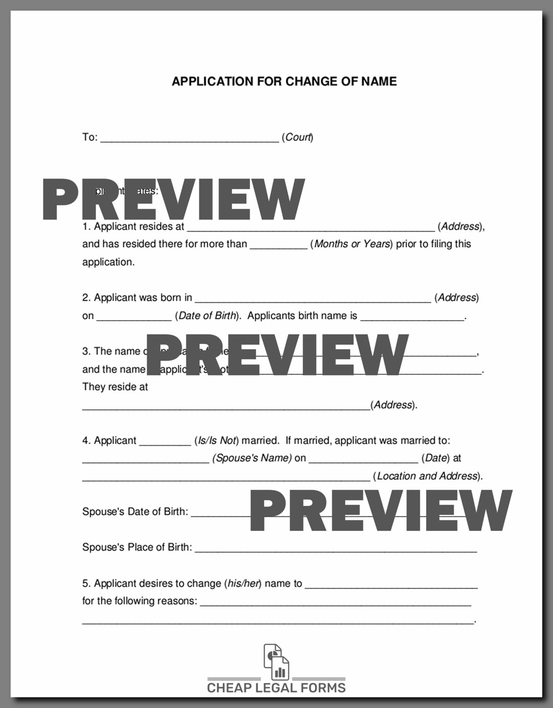 Application For Changes Application for Change of Name - Etsy
