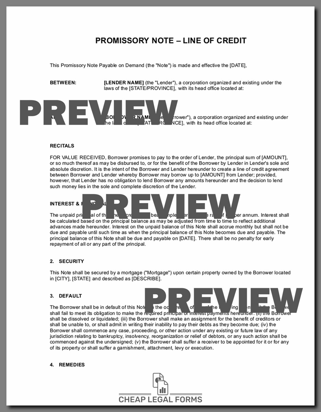 Promissory Note Line of Credit Etsy